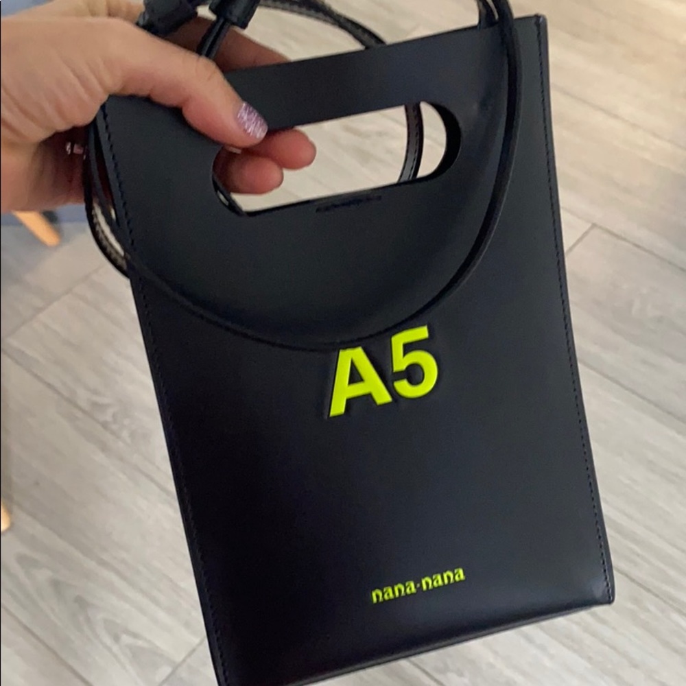 NANA-NANA A5 LEATHER BLACK W/ NEON YELLOW